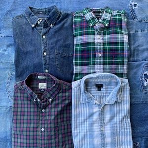 J. Crew Lot Shirts Plaid Denim Tartan